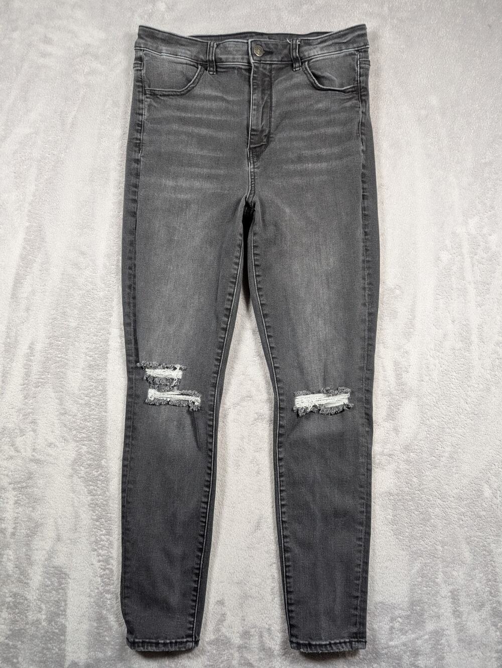 American Eagle Highest Rise Jegging Womens 6 28in Waist Gray Distressed Grunge